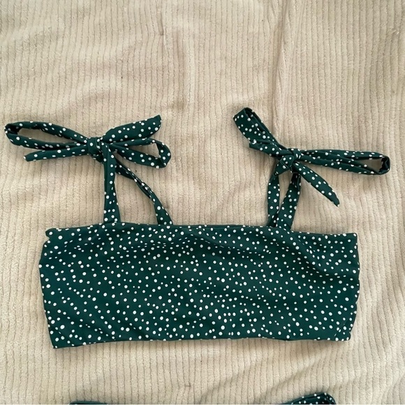 High Waisted Bikini Size M Polka Dots Green & White Stretchy Great Condition - Picture 10 of 10